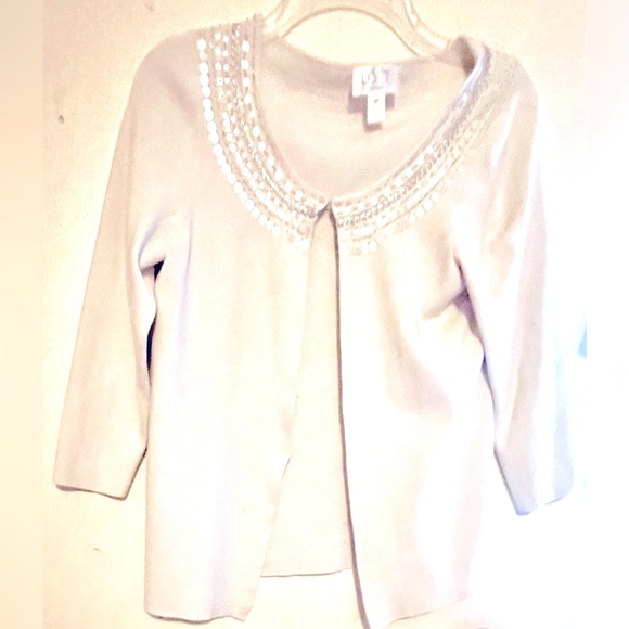 Lovely Loft Off-White Sweater,Sequins on Neckline, size medium - Picture 3 of 3